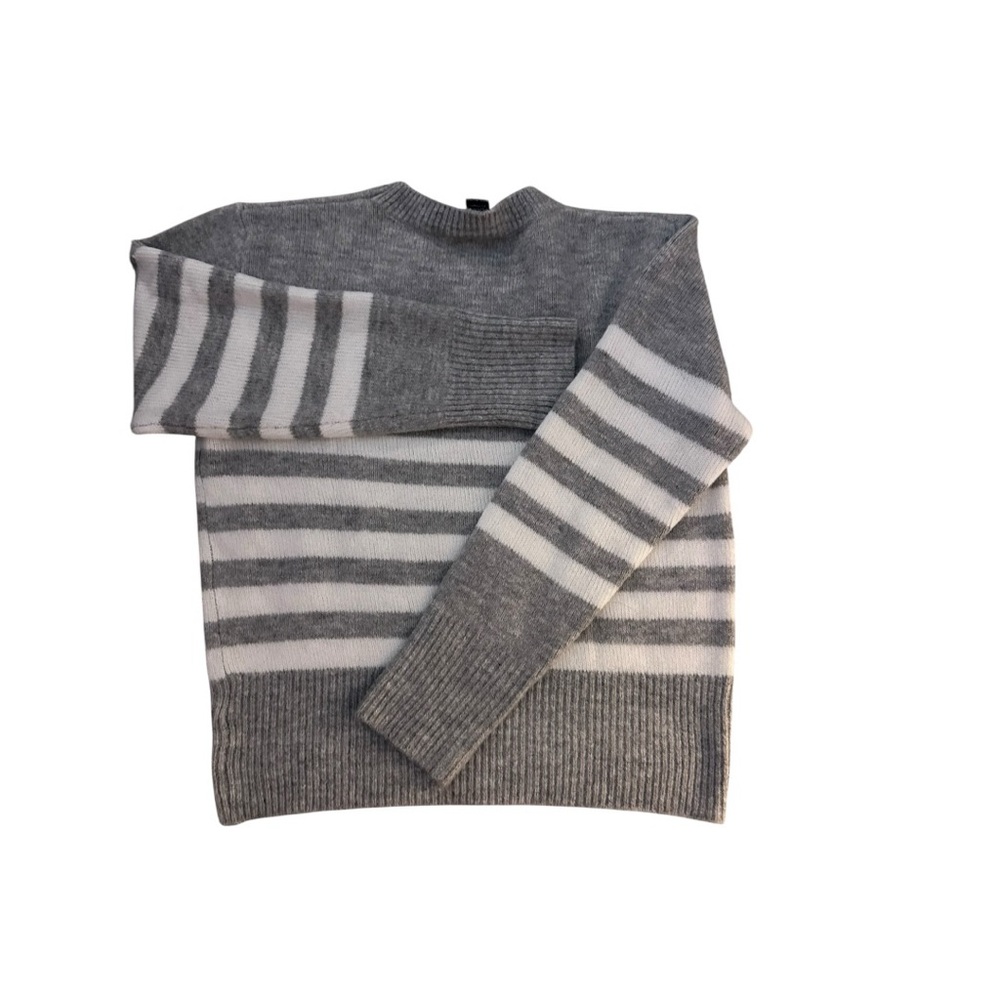 Karen Kane Gray and White Striped Crewneck Sweater - Picture 5 of 5